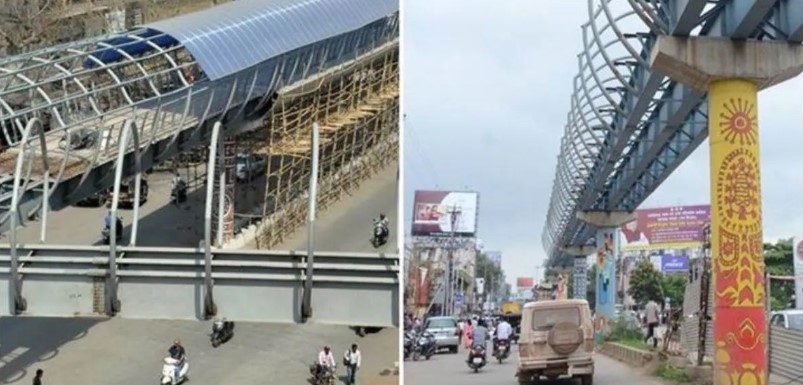 स्काई वॉक बिना मॉनिटरिंग चल रहा काम