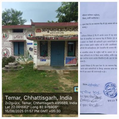 15 अगस्त स्वतंत्रता दिवस पर उप स्वास्थ्य केंद्र टेमर में नहीं हुआ ध्वजारोहण, ग्रामीणों ने जताई नाराजगी  कलेक्टर से शिकायत कार्यवाही की मांग