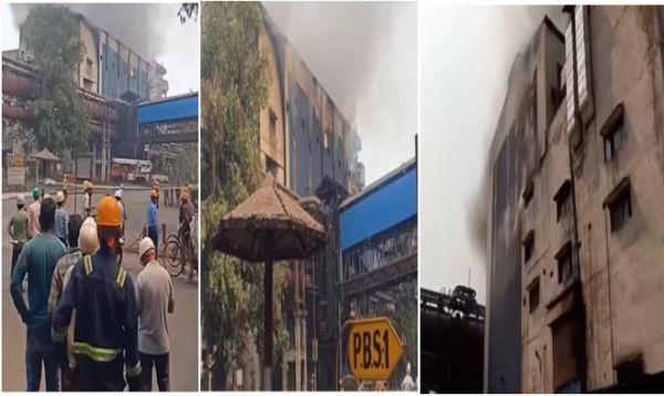 भिलाई स्टील प्लांट के पावर प्लांट में भीषण आग, ब्लास्ट के बाद मचा हड़कंप; केबल के सहारे कूदकर बची 10 कर्मचारियों की जान