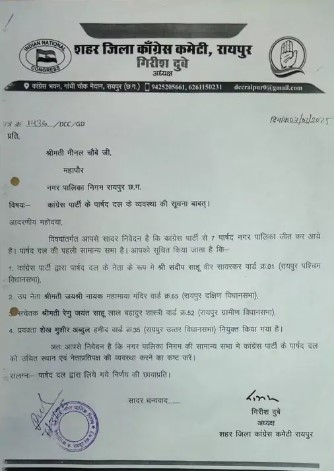 रायपुर में बागी पार्षद को बनाया नेता-प्रतिपक्ष, कांग्रेस-दफ्तर में हंगामा