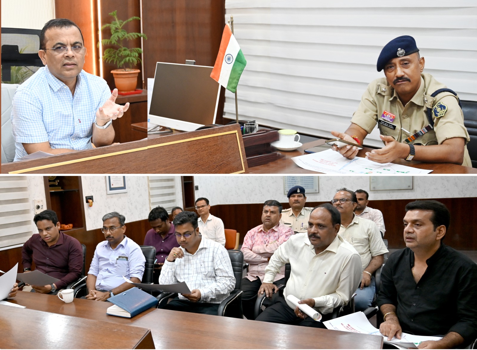 नवरात्रि पर्व की अब जोरदार तैयारियां शुरू !  प्रदेश में विहंगम दुर्गा पूजा पंडाल के लिए विख्यात नैला-जांजगीर की श्रीश्री दुर्गोत्सव समिति इस बार पुनः कुछ अलग करने की तैयारी में, कलेक्टर और पुलिस अधीक्षक ने समितियों के पदाधिकारियों की बैठक ली 