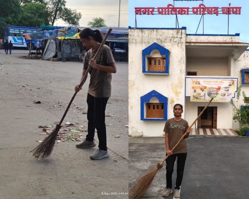 नगरपालिका परिषद प्रांगण एवं महाराणा प्रताप बस स्टैंड में वैदेही गुप्ता ने चलाया स्वच्छता अभियान